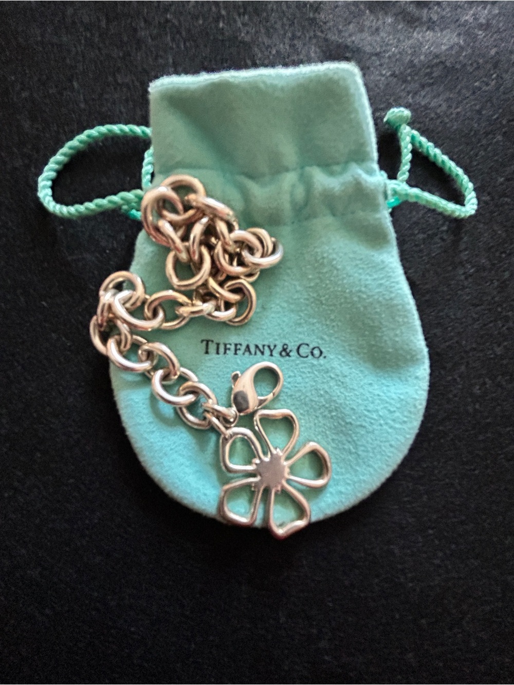 Tiffany & Co. Silver Flower Charm Bracelet